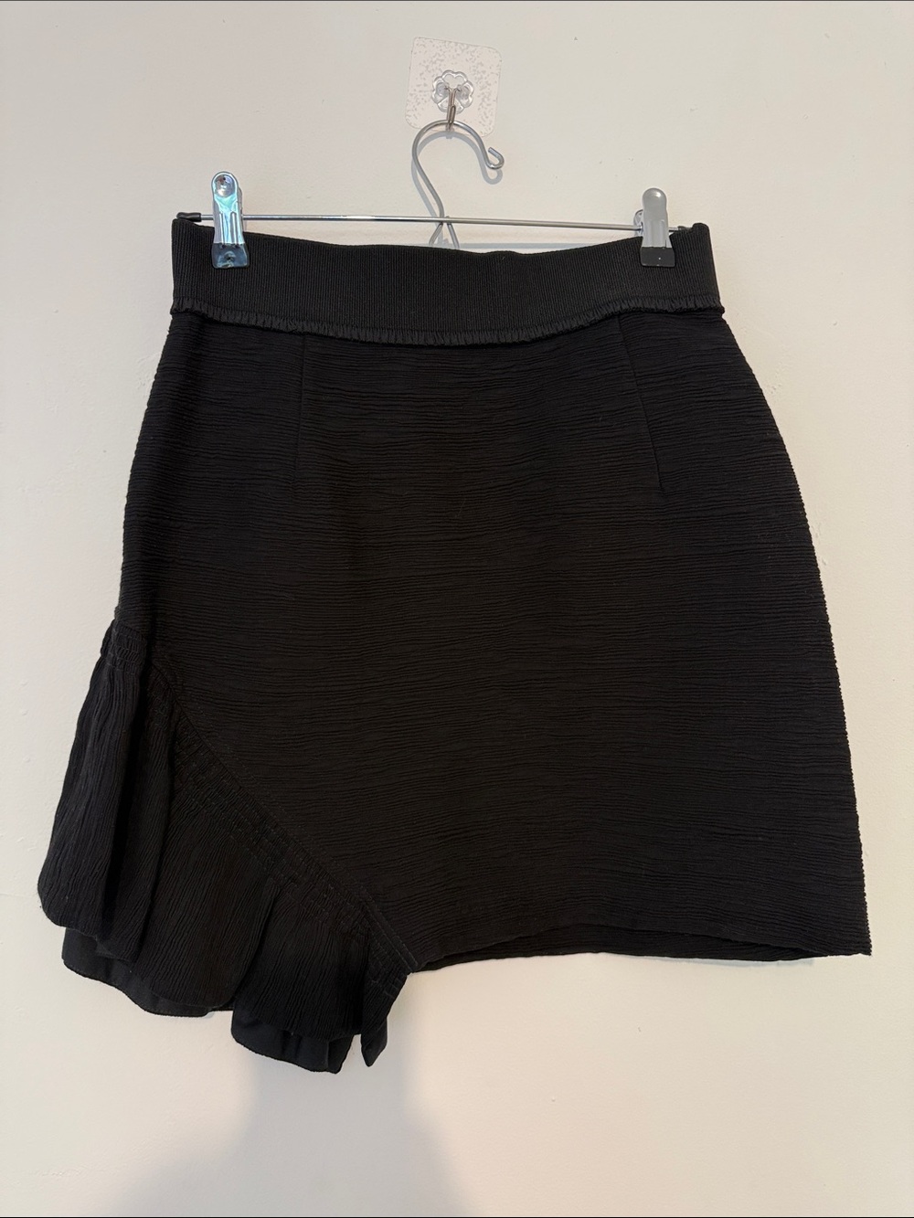 Sandro Women's Black Asymmetrical Ruffle Skirt